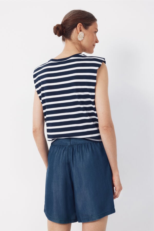 Cortefiel Padded shoulder T-shirt Printed blue