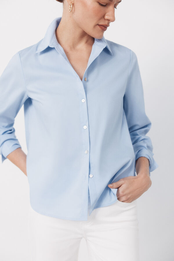 Cortefiel Poplin shirt Blue