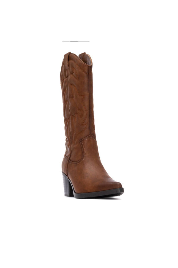 XTI Botas de cowboy femininas Castanho