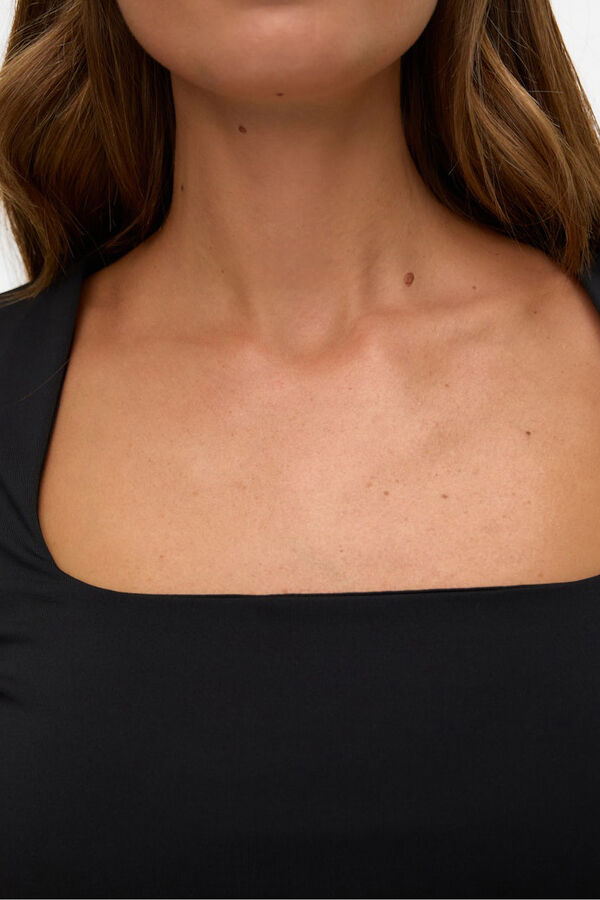 Vero Moda Long sleeve neckline square-neck top Black