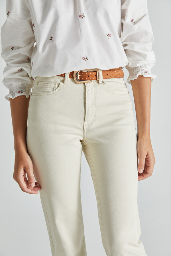 Cortefiel Sand bell-bottom trousers Ivory