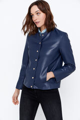 Cortefiel Quilted jacket with gold buttons Navy