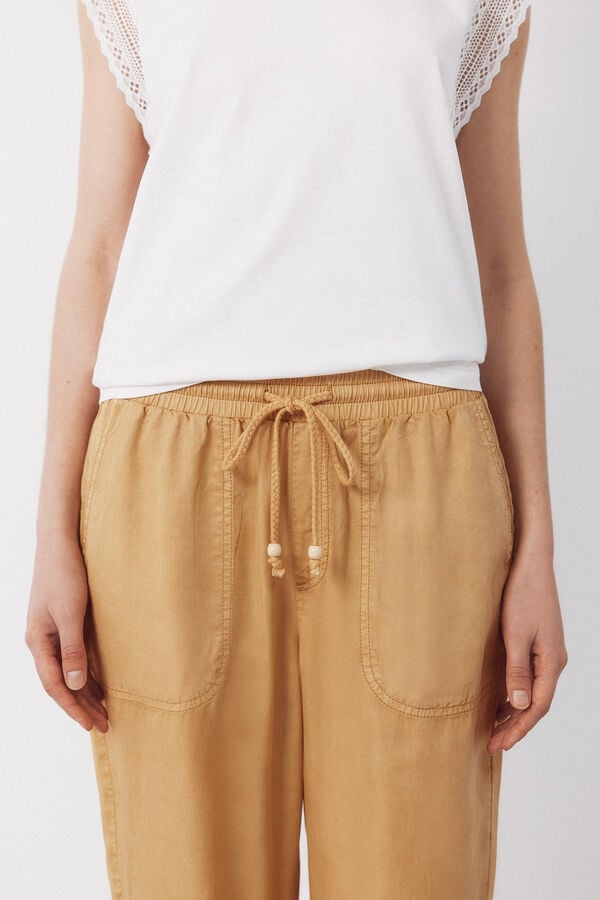 Cortefiel Tencel fluid trousers Gold