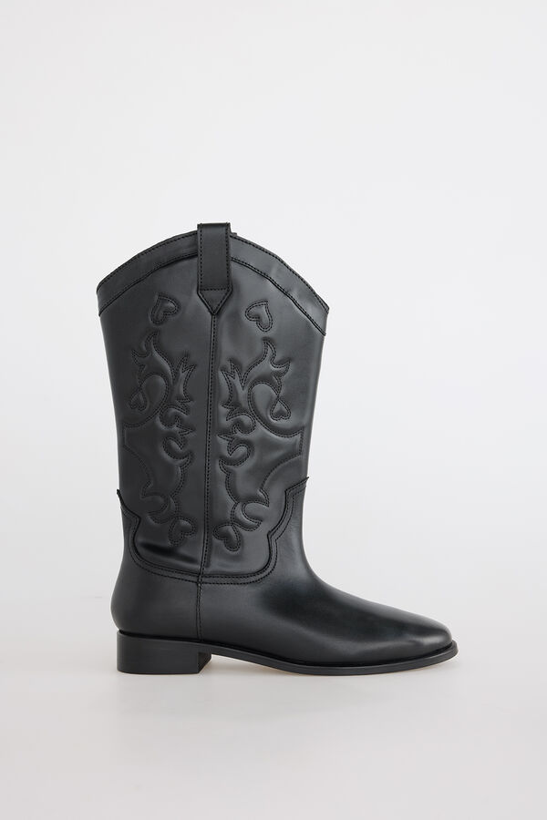 Slowlove Bota de pele plana Preto