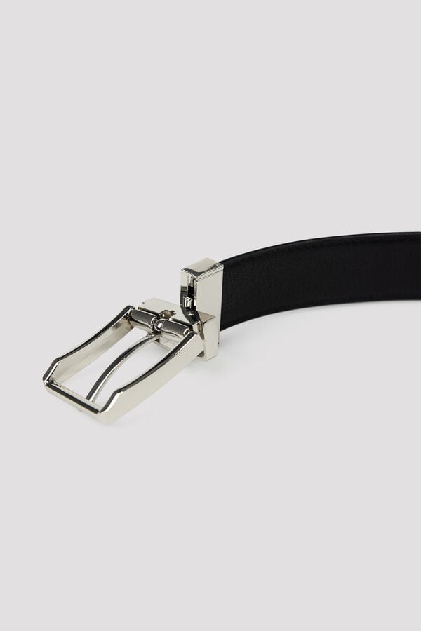 Cortefiel Reversible leather belt Brown