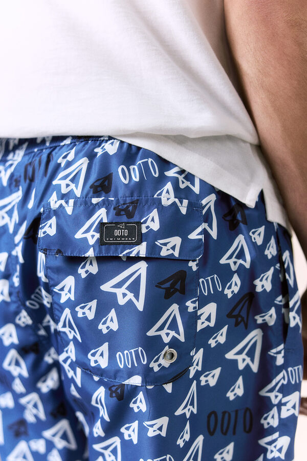 OOTO Fato de banho estampado logo OOTO Azul