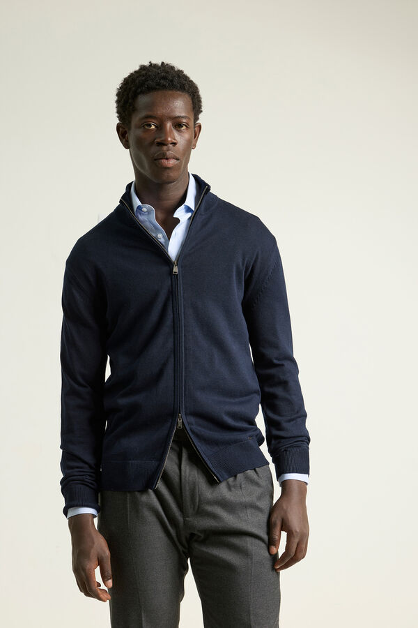 PuroEGO Chaqueta cremallera punto Azul marino