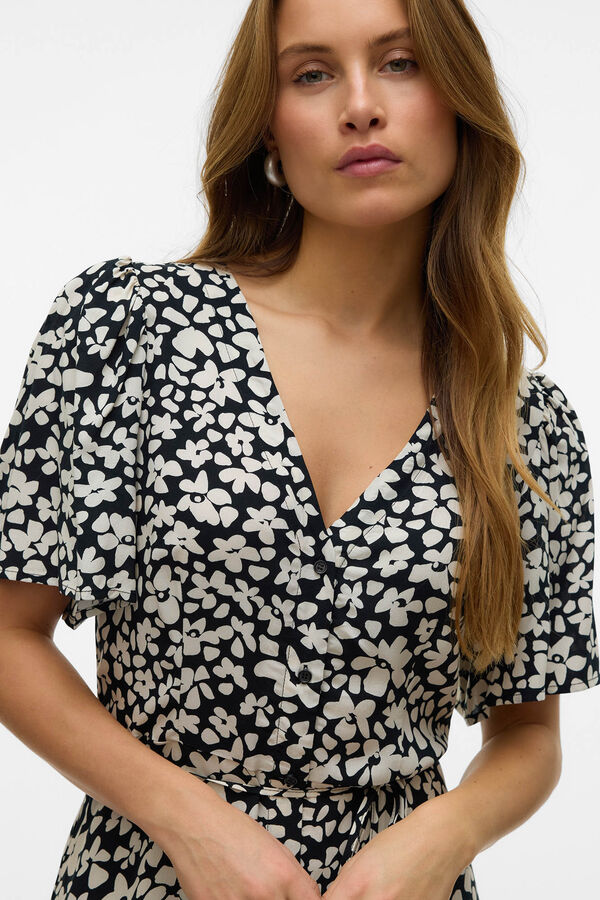 Vero Moda Vestido comprido de manga curta Preto