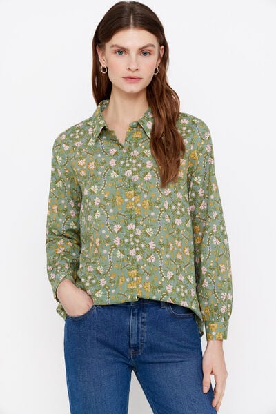 Cortefiel Camisa de algodão sustentável Verde