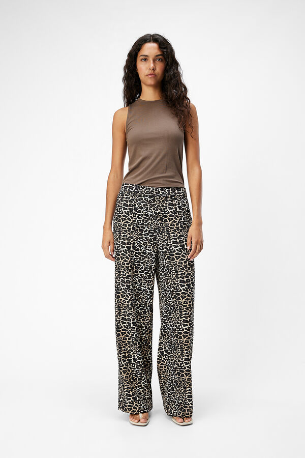 Object Pantalón animal print Beige
