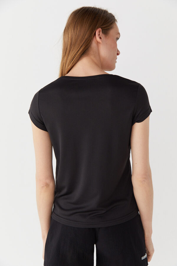 Cortefiel Technical short-sleeved T-shirt Black