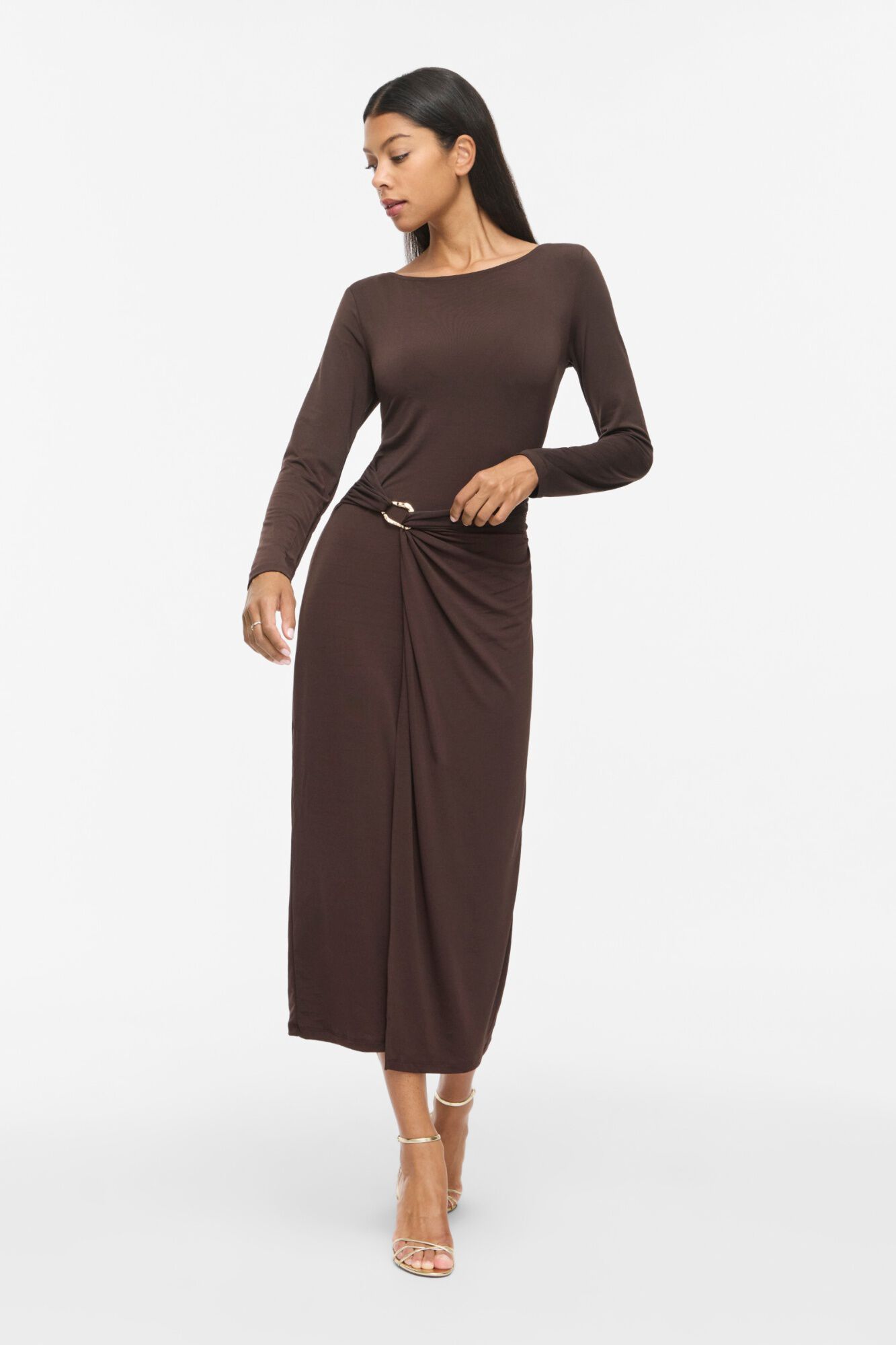 Vila Vestido midi com detalhe franzido
