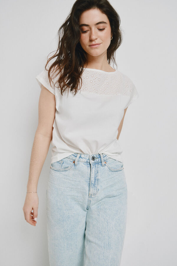 Vero Moda Top de manga curta com detalhes vazados Branco