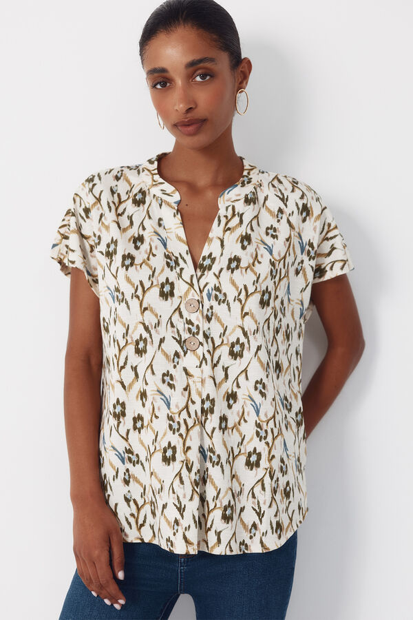 Cortefiel Blusa confort Estampado verde