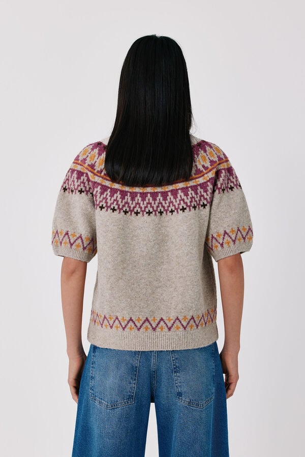 Cortefiel Positional fair isle jumper Beige