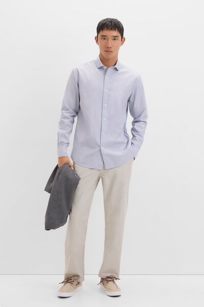 Cortefiel Striped poplin shirt Grey