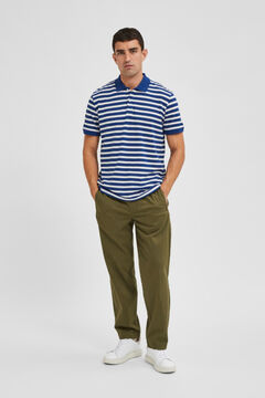 Cortefiel Short-sleeved stripy polo shirt Royal blue