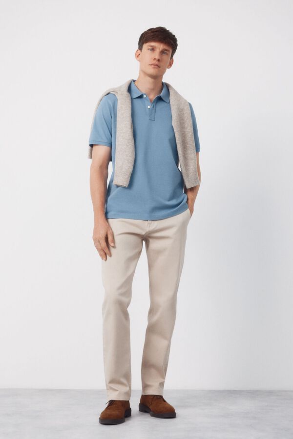 Cortefiel Basic piqu&eacute; polo shirt Blue