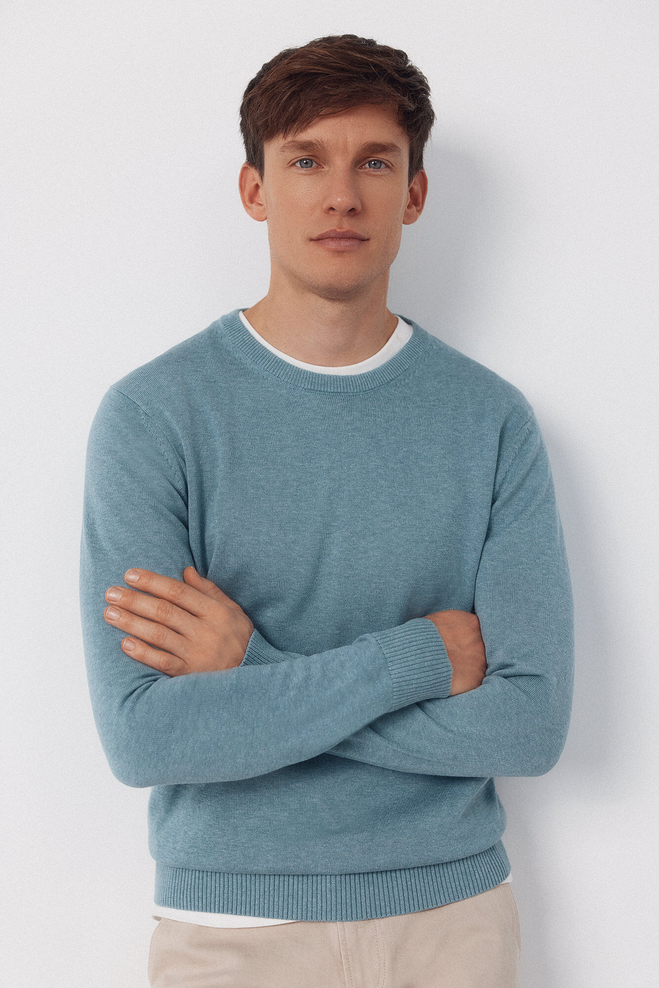 Cortefiel Basic cotton knit round neck jersey-knit