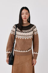 Cortefiel Positional jacquard jumper Beige