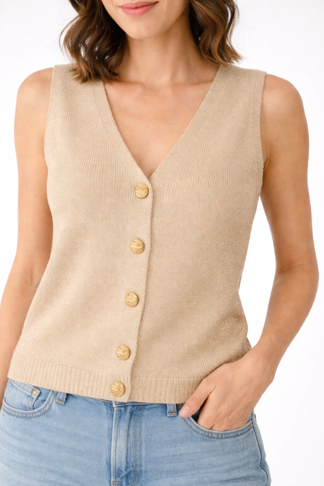 Vila Colete de malha com l&uacute;rex