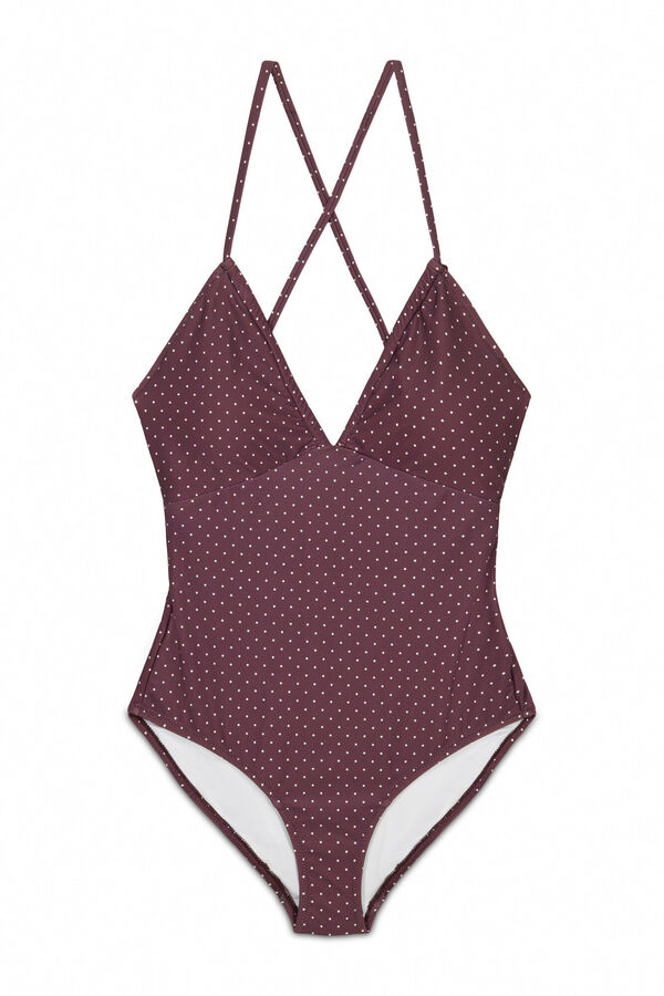 Cortefiel Shaping swimsuit with neckline Brown