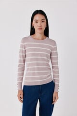 Cortefiel Striped fine knit jumper Pink