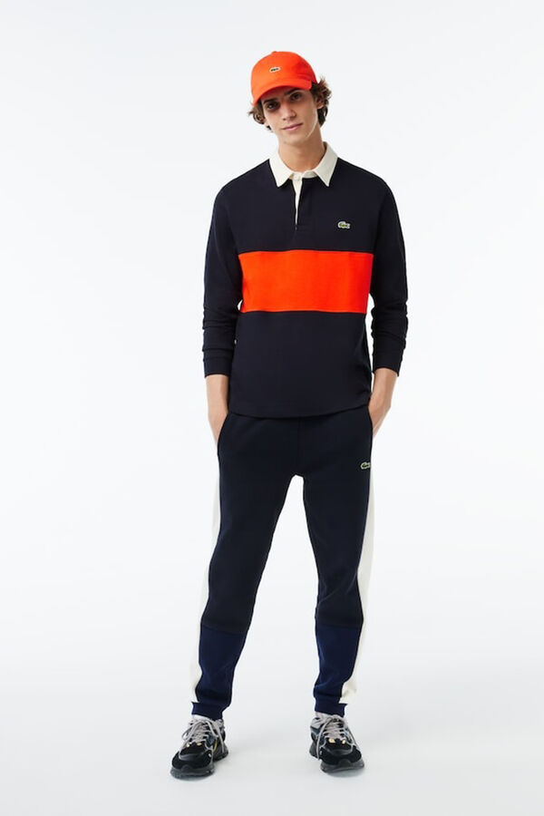 Cortefiel Polo de rugby de algodón con diseño color-block para hombre Estampado naranja
