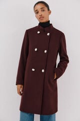 Cortefiel Double-breasted coat with gold buttons Maroon