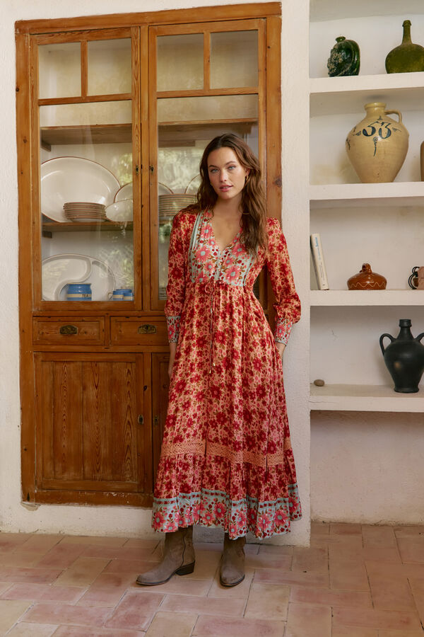 Jaase Vestido longo estampado Arlo da Lilliana Laranja