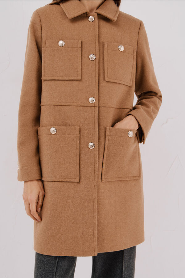 Cortefiel Coat with golden buttons Beige
