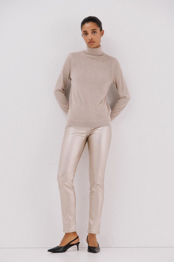 Cortefiel Suéter fino de lurex Tostado