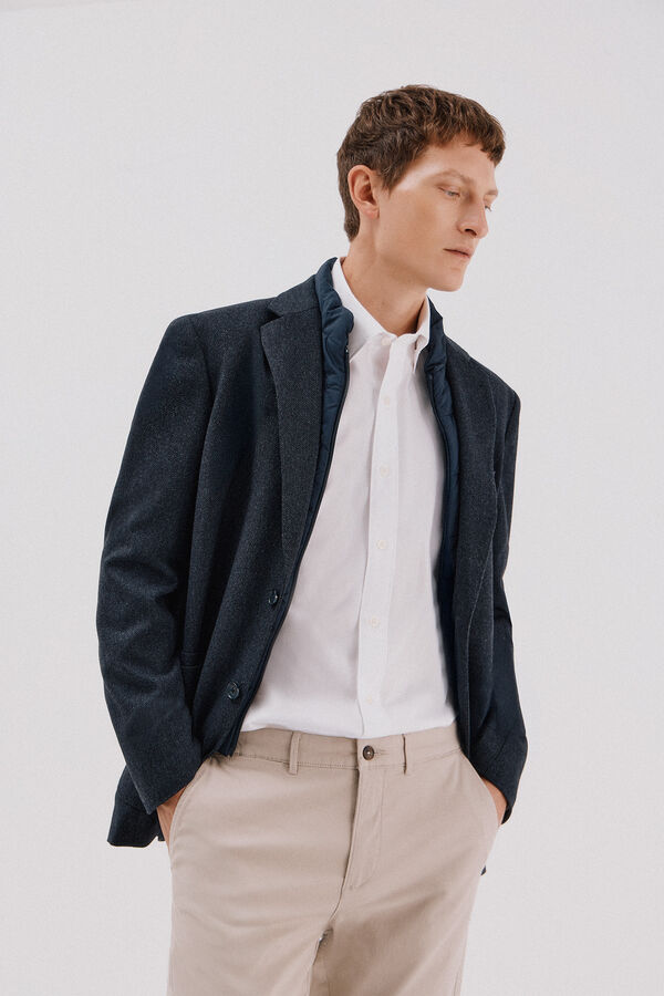 Cortefiel Wool blazer with removable lining Navy