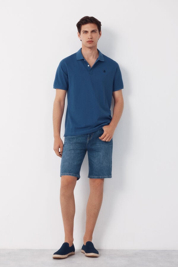Cortefiel Piqu&eacute; basic polo shirt Blue