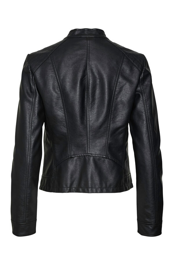 Vero Moda Blusão com efeito couro e gola Perkins Preto