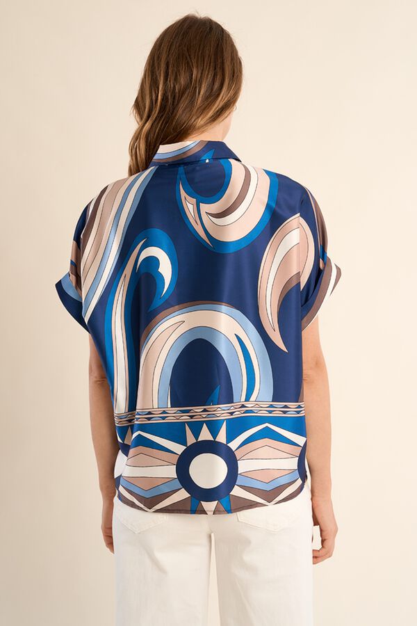 Molly Bracken Camisa de mulher de manga curta estampada Azul