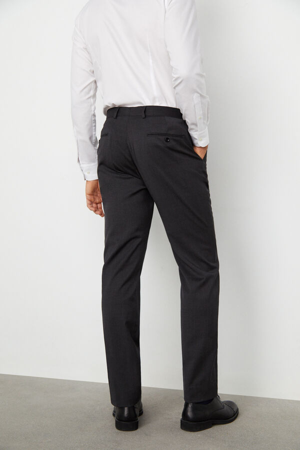 Cortefiel Tailored fit plain trousers Dark grey
