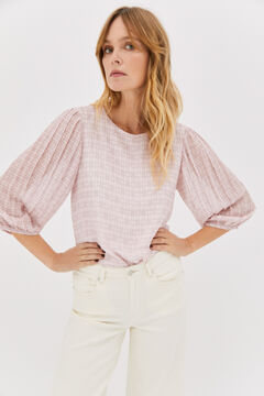 Cortefiel Combined jersey-knit and crepe top Natural