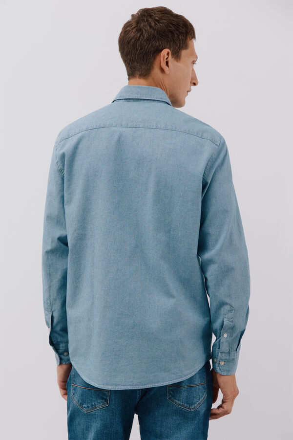 Cortefiel Denim shirt with two pockets Blue