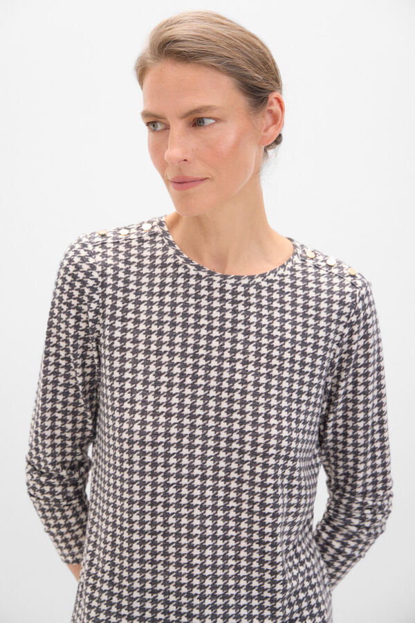 Cortefiel Long-sleeved T-shirt with buttons Printed white