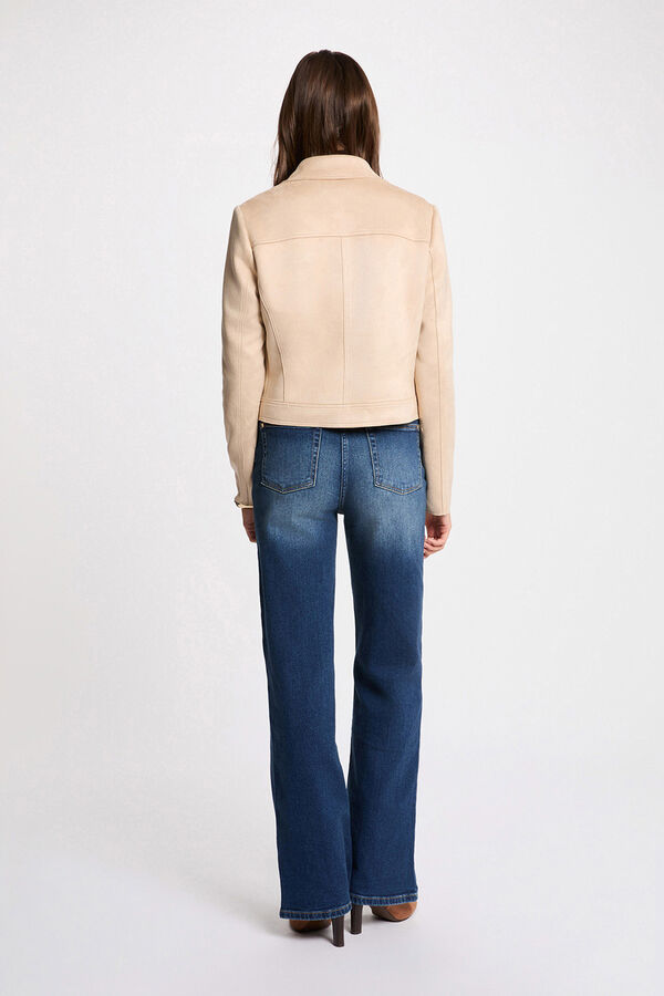 Morgan Short suede jacket Nude