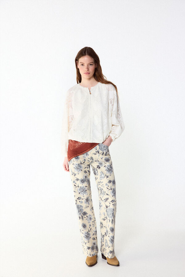 Slowlove Jeans recto flores Multicolorido