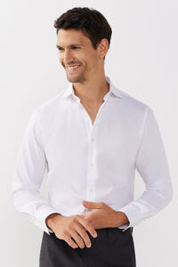 Cortefiel Plain Easy-iron dress shirt White