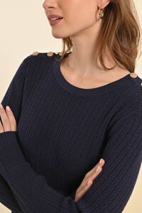 Molly Bracken Jersey de mujer de manga larga detalle botones dorados