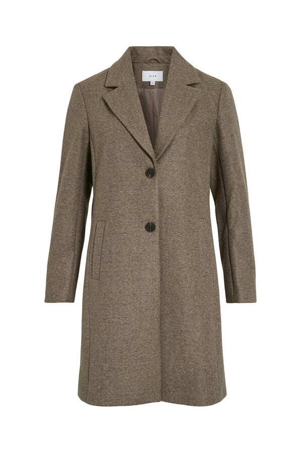 Vila Sobretudo de tecido com lapelas Castanho