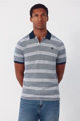 Cortefiel Striped oxford polo shirt Navy