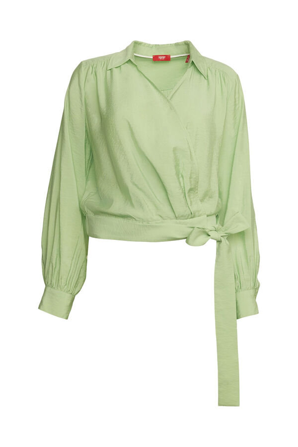 Cortefiel Plain colour viscose crossover blouse Green