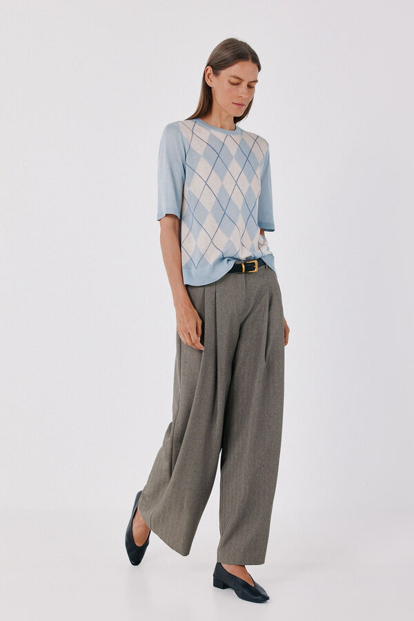Cortefiel Diamond knit jumper Blue