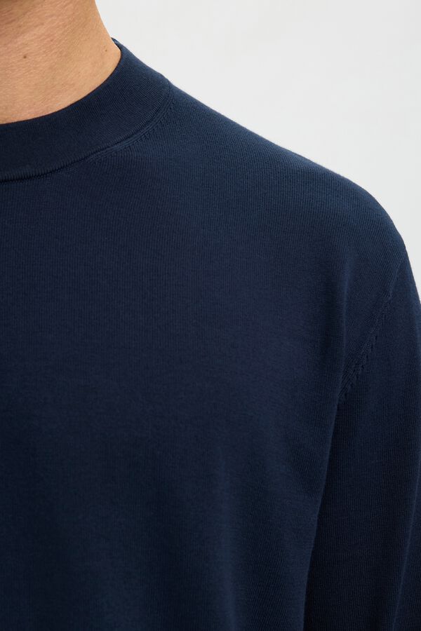 Selected Lightweight 100% organic cotton jumper Blue