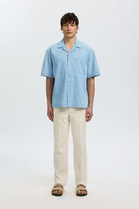 Selected Camisa jeans de manga curta